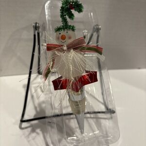 Department 56 Lit Snowman Wine Bottle Stopper Christmas Village